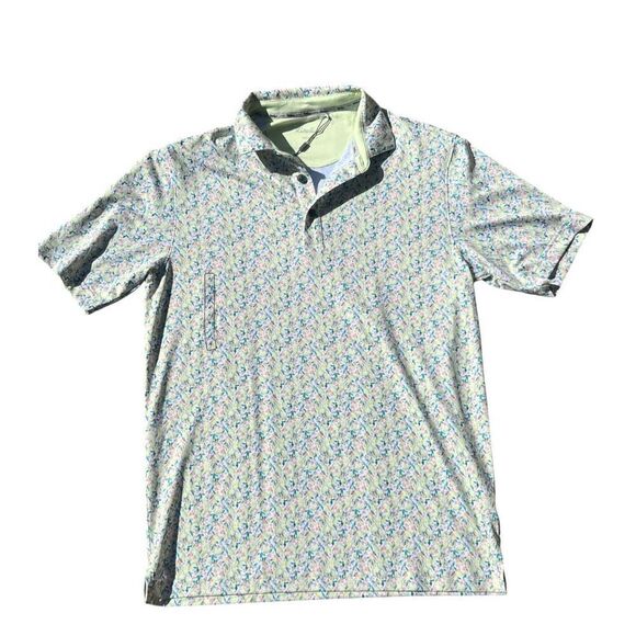 Walter Hagen men’s S Clubhouse Golf Polo Shirt Yellow Fresco Lemon Sorbet Print - Picture 3 of 7